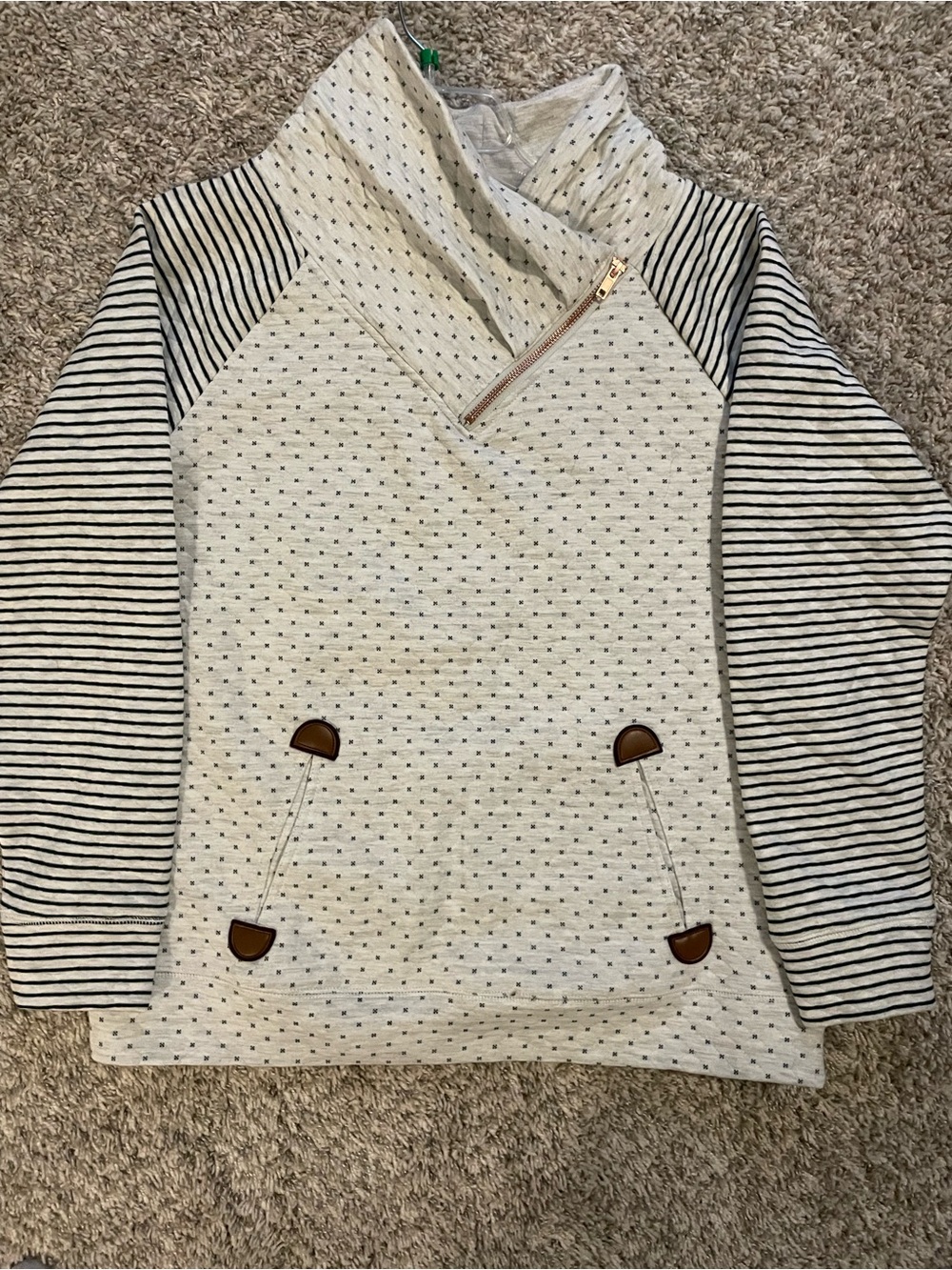 Maurices Gray & Navy Striped Pullover Sweatshirt NWOT